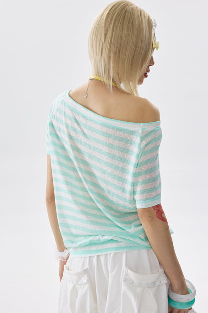 Striped Bow-Detail Top
