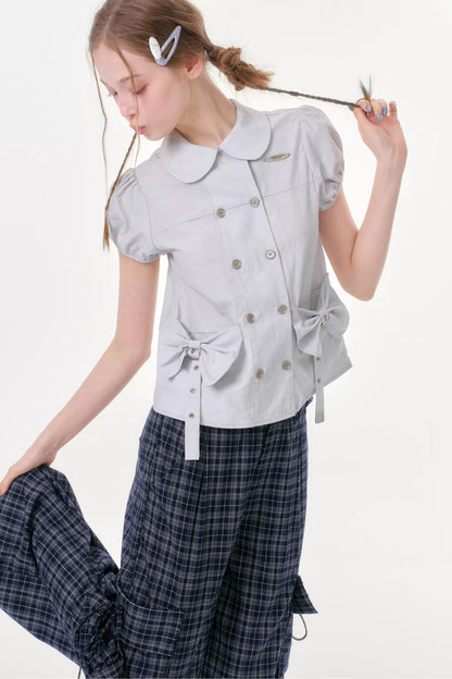 Misty Bow Puff Sleeve Blouse