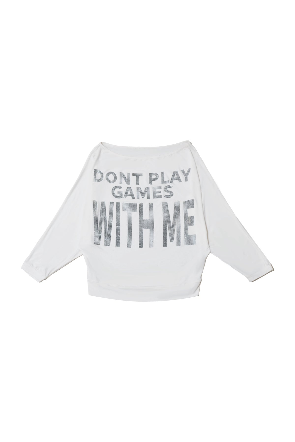 Rhinestone Off-Shoulder Loose T-Shirt
