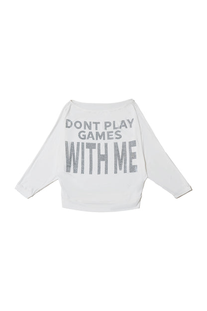 Rhinestone Off-Shoulder Loose T-Shirt