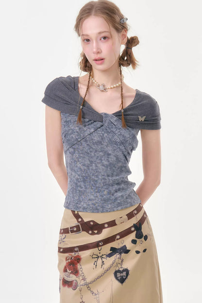 Retro Floral Knot Dark Gray T-Shirt