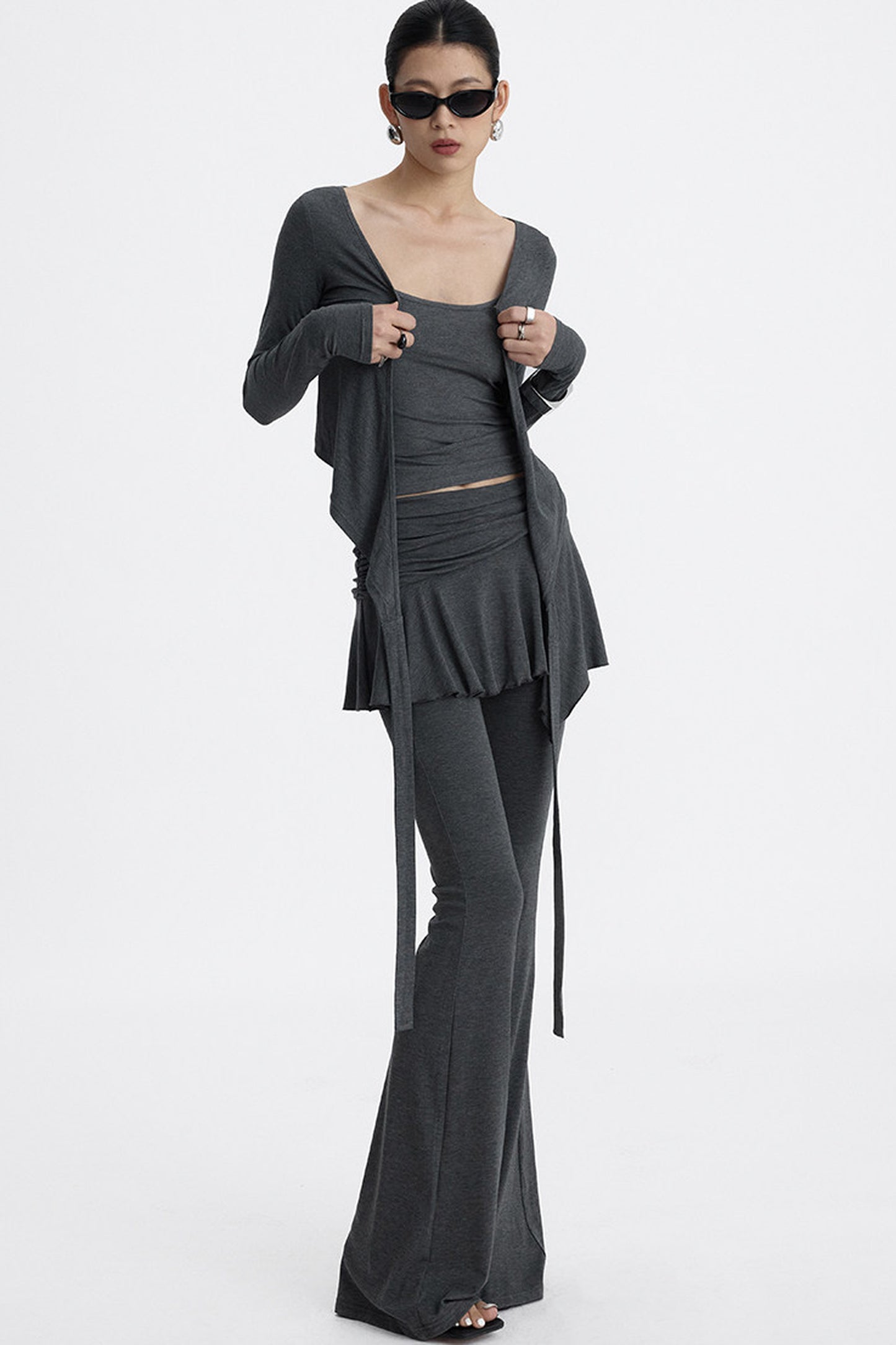 Faux Two-Piece Lyocell Flared Pants Set-Up