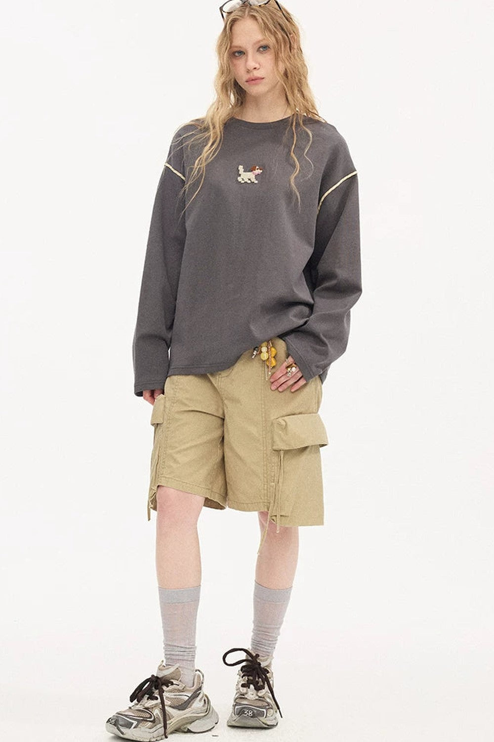 Khaki Washed Multi-Pocket Shorts