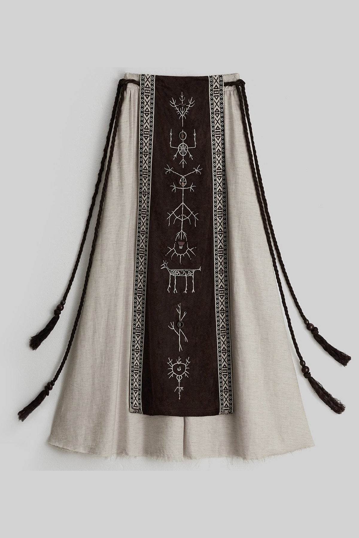 Embroidered Suede Panel Skirt