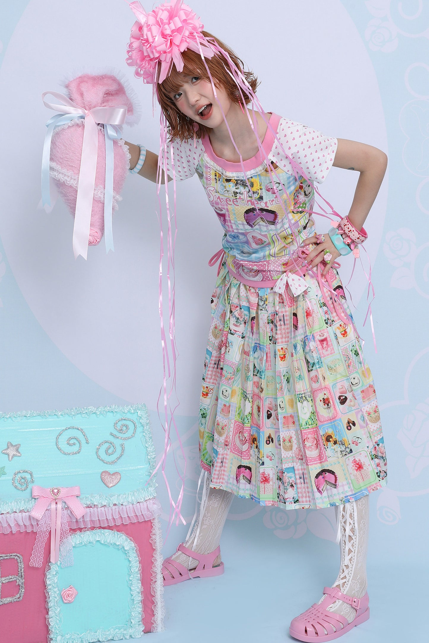 Patchwork Pleated Skirt
