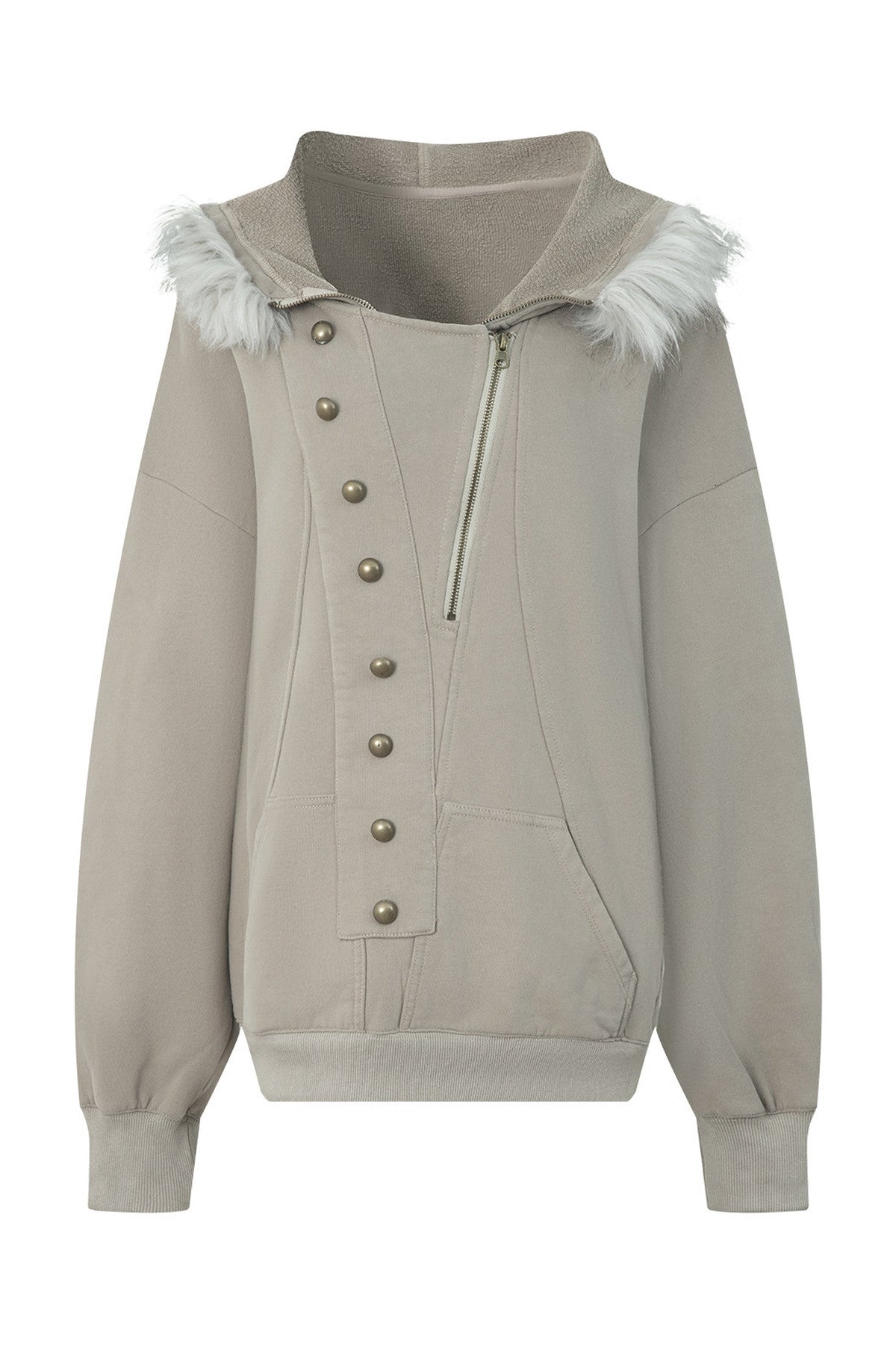 Oversize Hooded Fur Collar Jacket