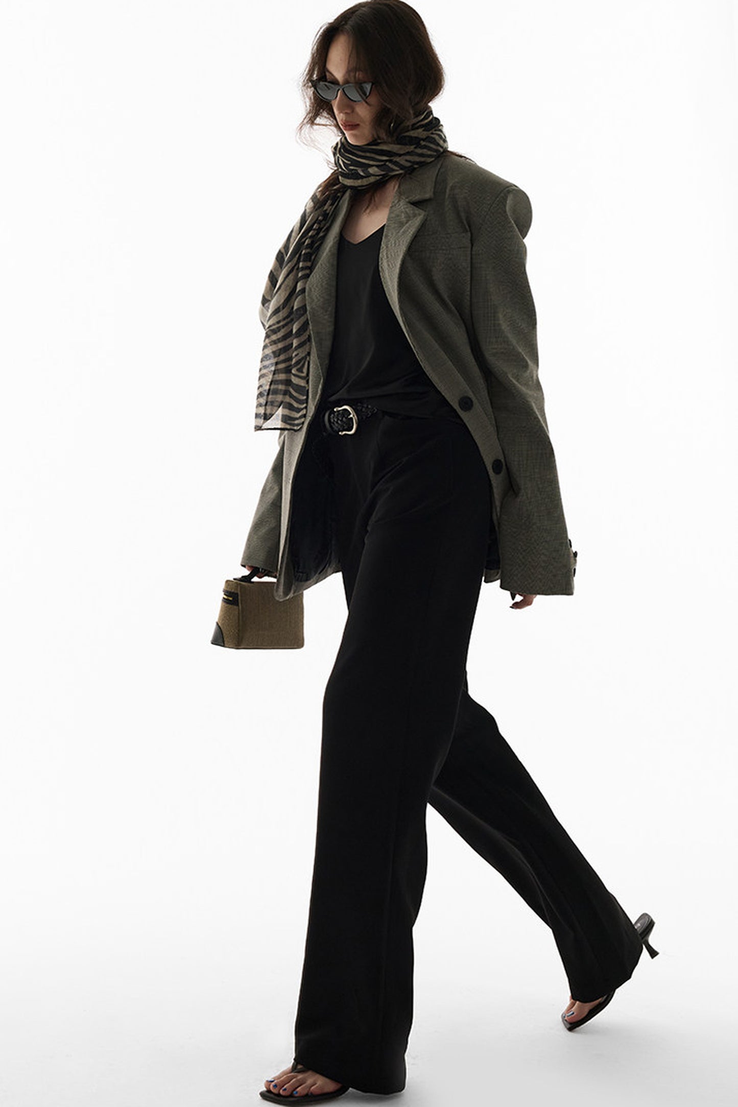 Straight-Leg Floor-Length Suit Pants