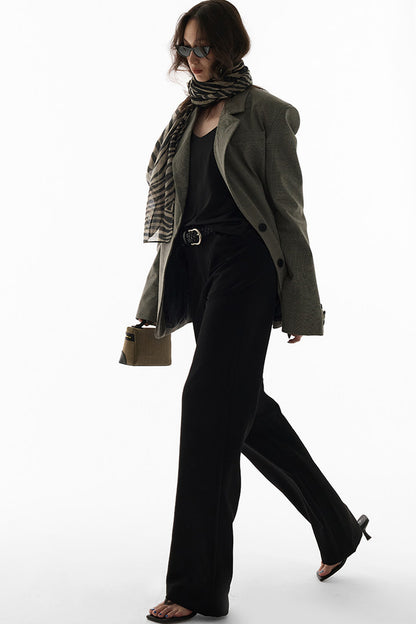 Straight-Leg Floor-Length Suit Pants