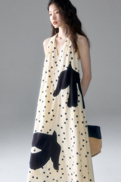 Polka Dot Bird Halter Dress