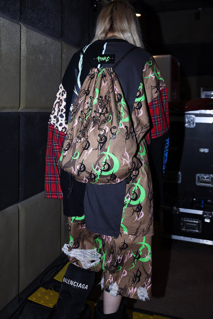 Y2K Electric Moon Camouflage Drawstring Backpack