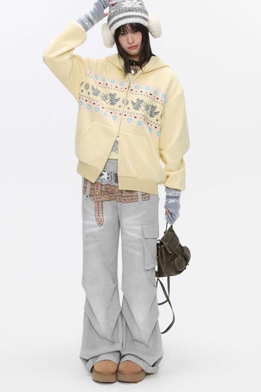 Yellow Bear Fair Isle Hoodie