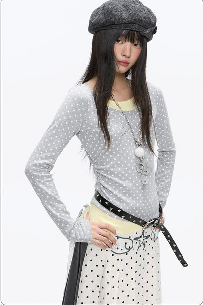 Polka Dot Layered-Look Blouse