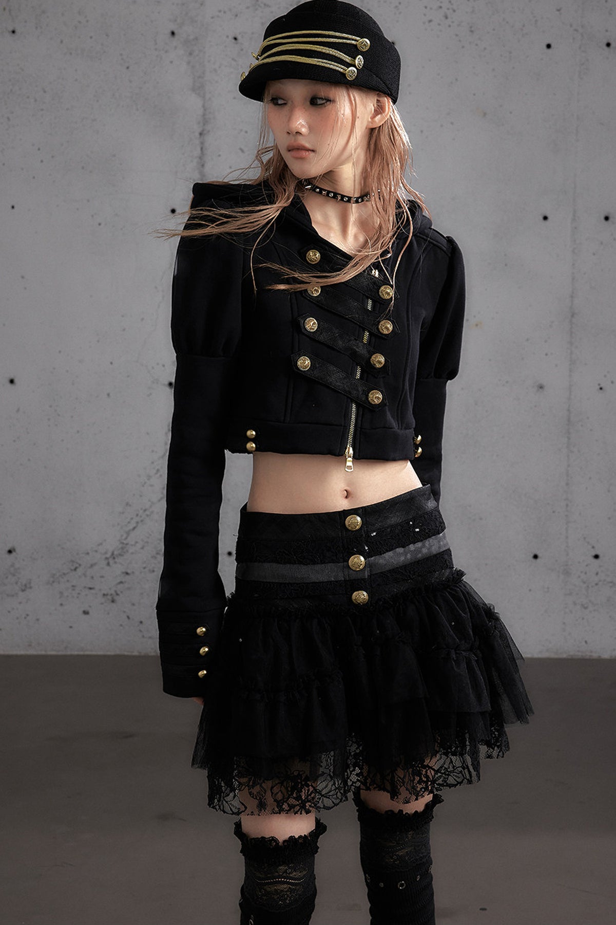 Lace Patchwork Pleated Multi-Layered Puffy Skirt