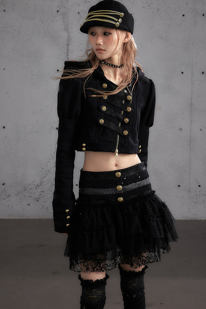Lace Patchwork Pleated Multi-Layered Puffy Skirt