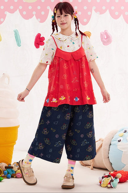 Red Animal Angel Embroidery Camisole