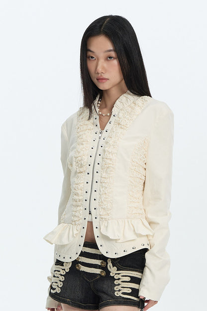 Lace Pleated Short Jacket