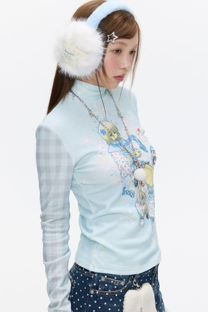 Octopus Grass Half-Turtleneck Top