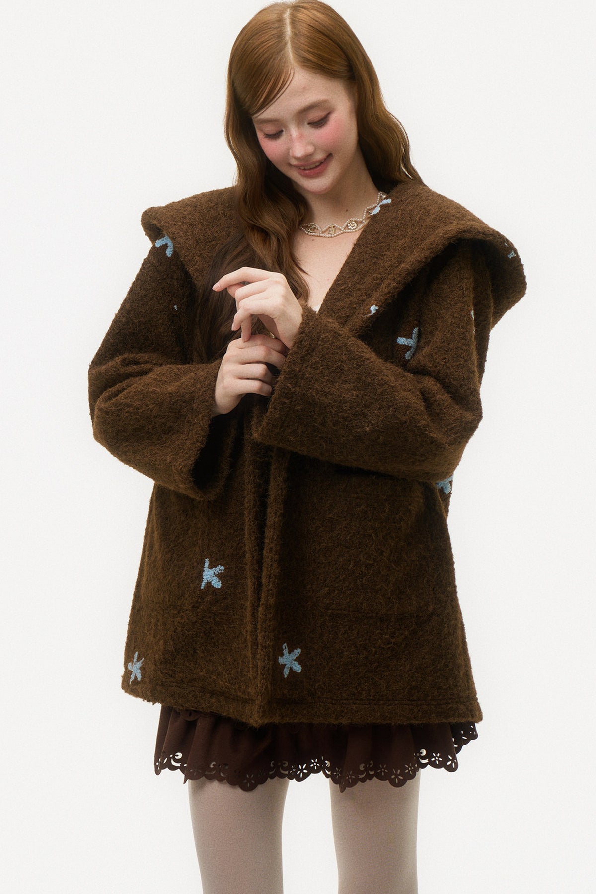 3D Embroidered Wool Coat