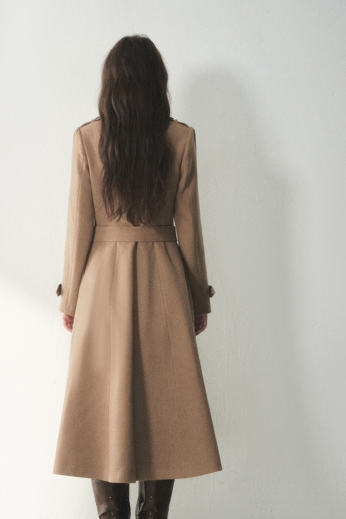 Brown Double-Breasted Wool Coat