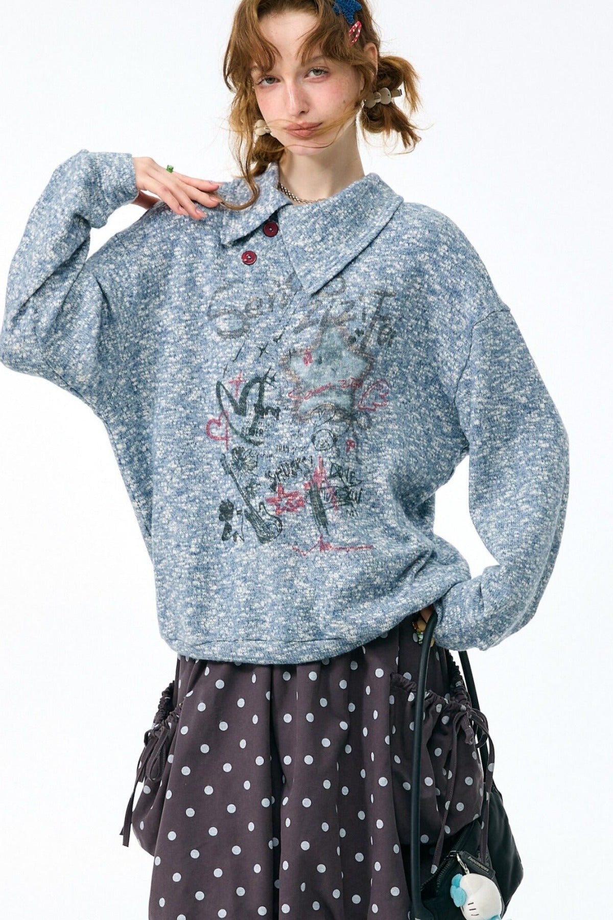 Slant Neck Jacquard Sweater