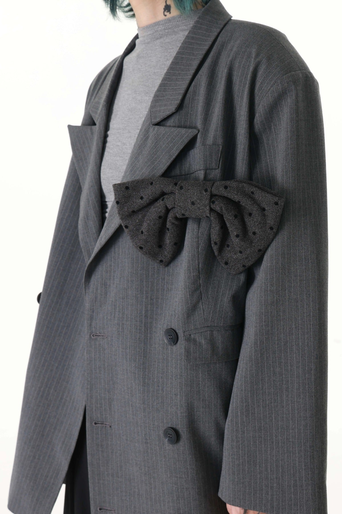 Detachable Bow Layered Dad Blazer