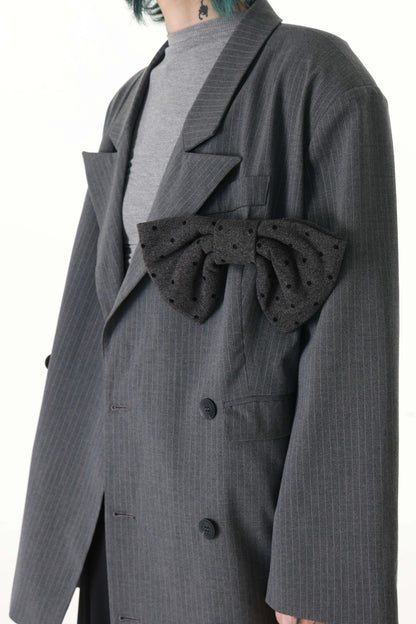 Detachable Bow Layered Dad Blazer