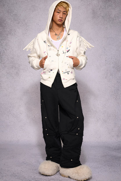 Angel Wings Sticker Print Hoodie Jacket