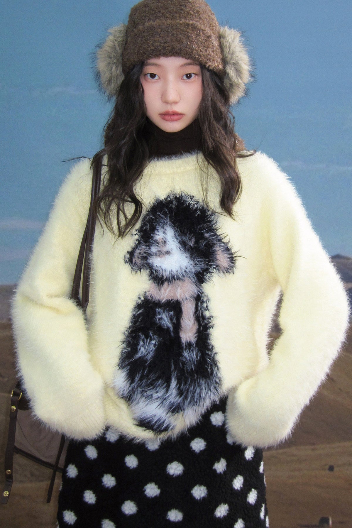 Eared Lamb Faux Mink Pullover Sweater