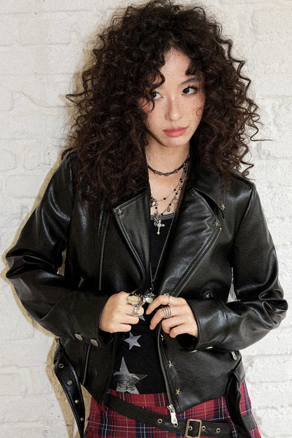 Star-Studded Leather Jacket