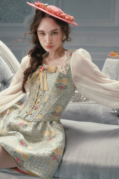 French Retro Fishbone Corset Short Dress