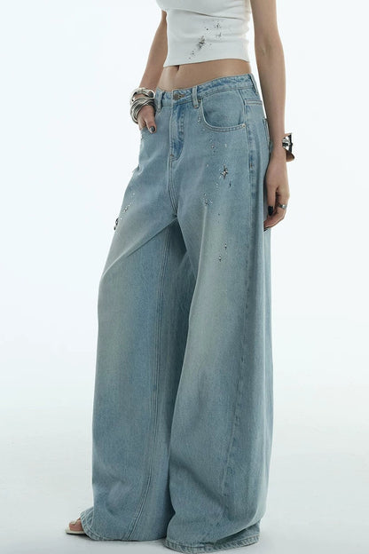 Jeans a gamba larga blu chiaro di luna