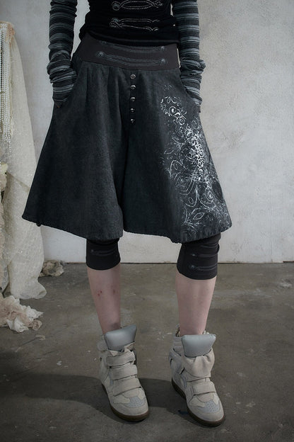 Punk Print Layered-Look Skirt