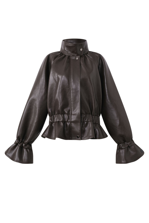 Ruffled Punk Leather Jacket