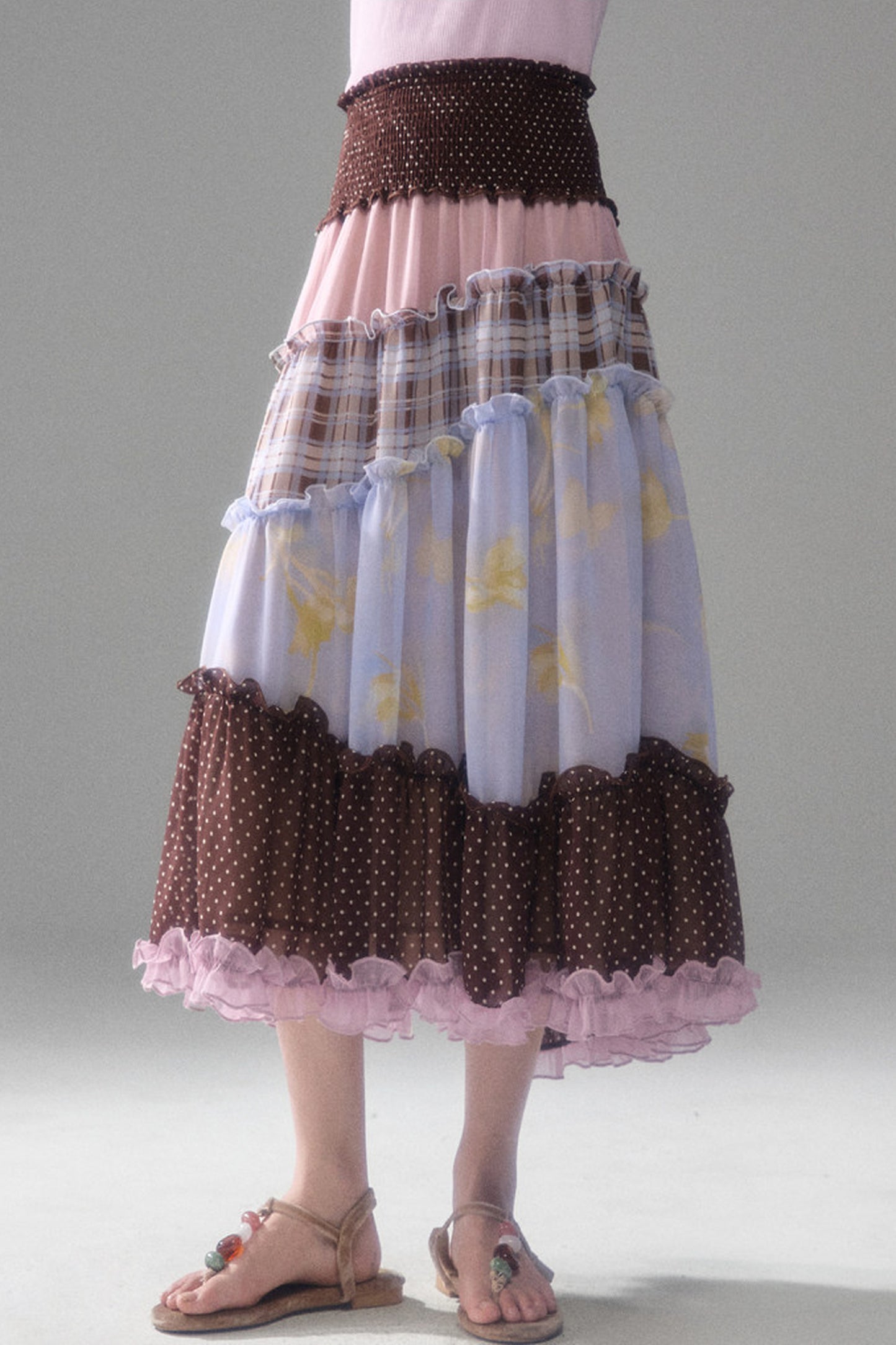 Brownie Tart Patchwork Tube Top Skirt