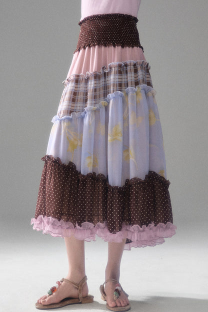 Brownie Tart Patchwork Tube Top Skirt
