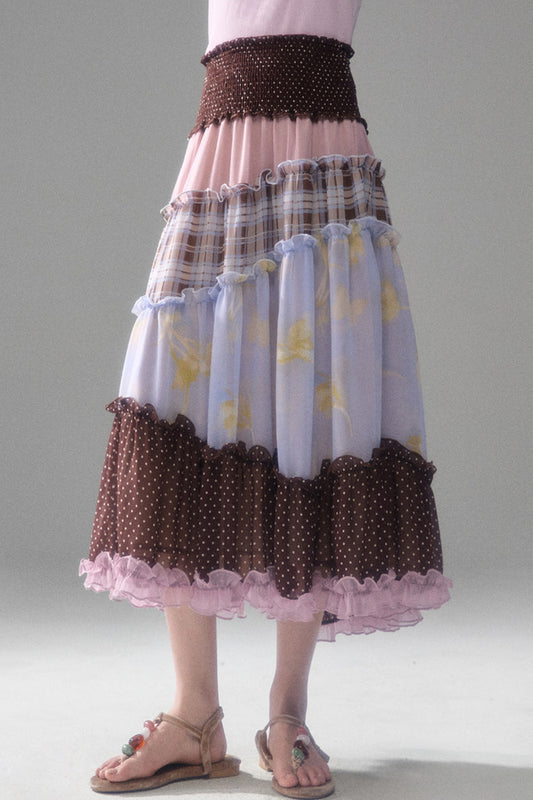 Brownie Tart Patchwork Tube Top Skirt