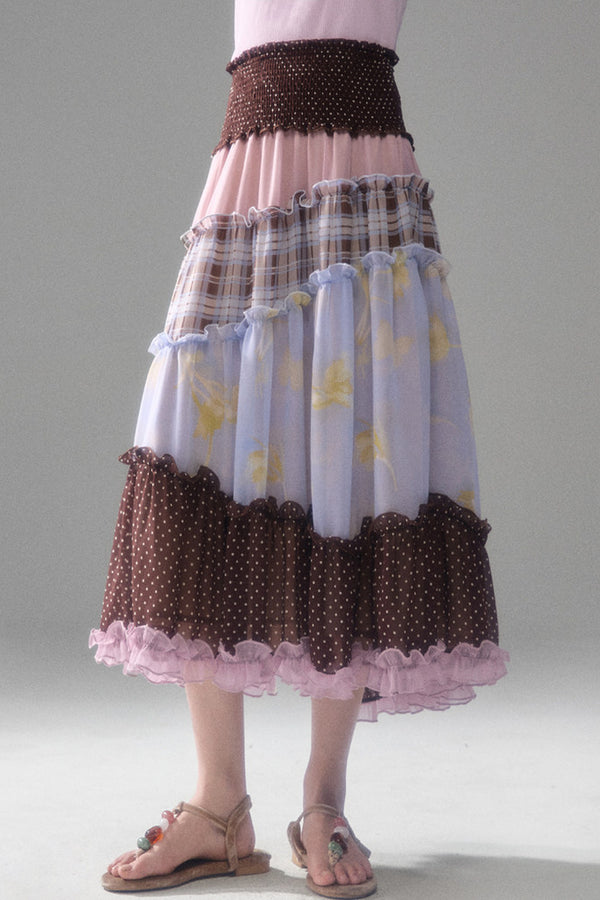 Brownie Tart Patchwork Tube Top Skirt