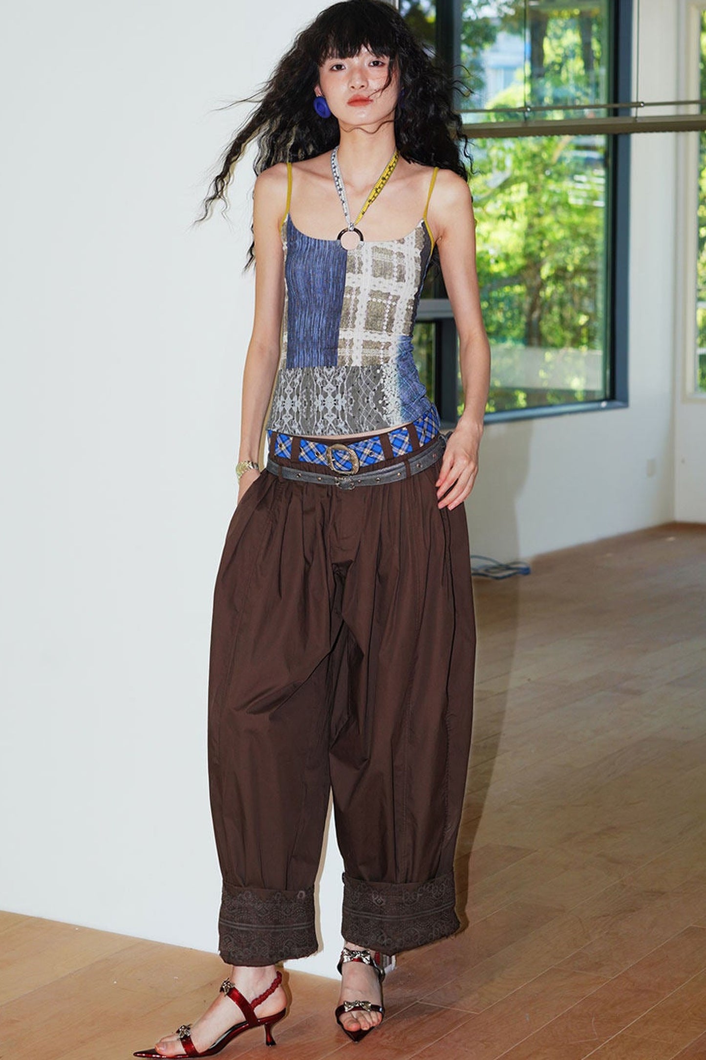 Retro Print Halter Camisole Top