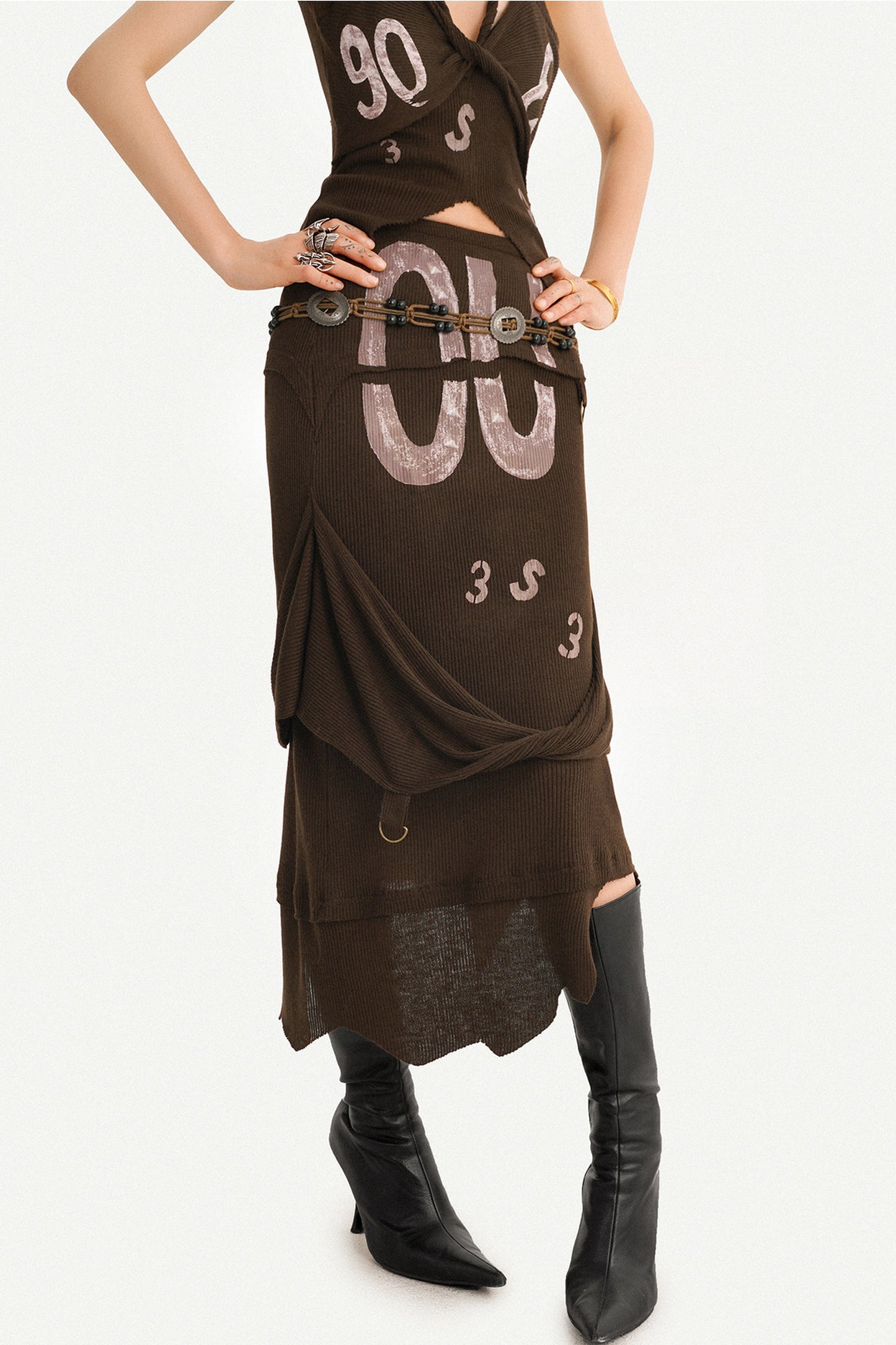 90s Cutout Knit Vest and Skirt Set-Up