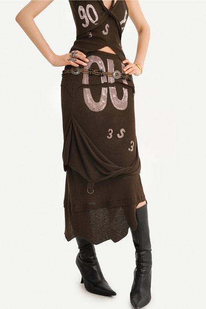90s Cutout Knit Vest and Skirt Set-Up