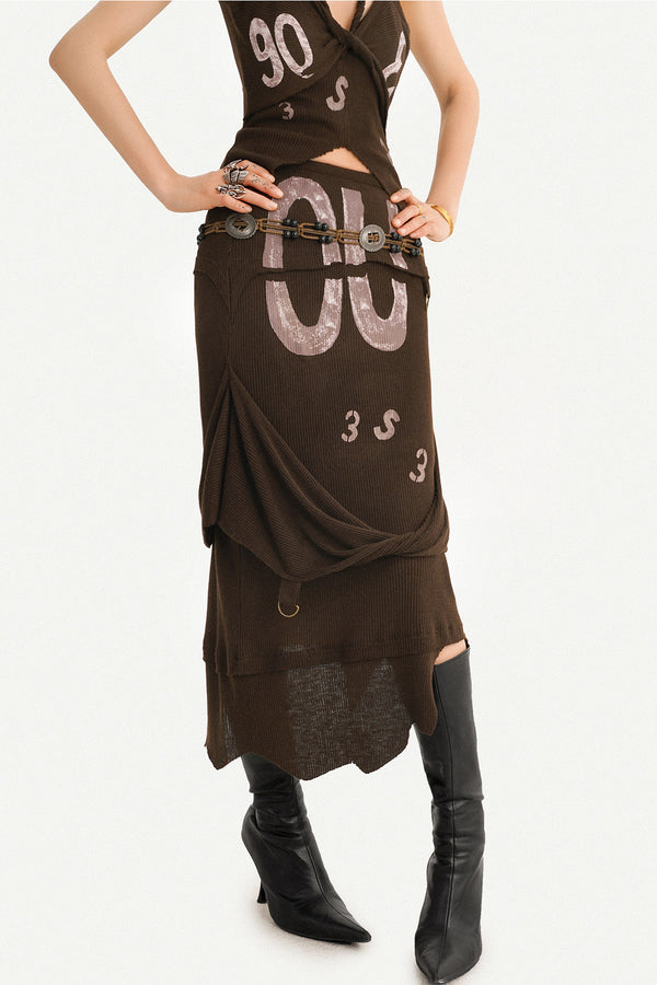 90s Cutout Knit Vest and Skirt Set-Up