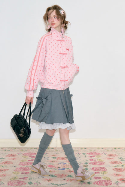 Giacca rosa a pois con zip