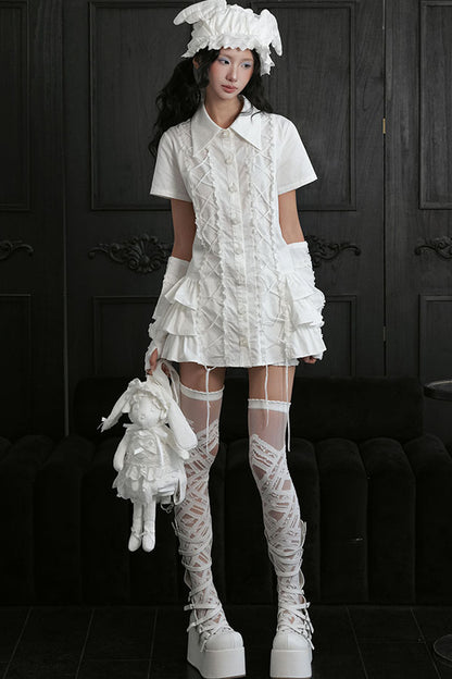 Butterfly Binding Gothic Lace-Up Over-The-Knee Socks