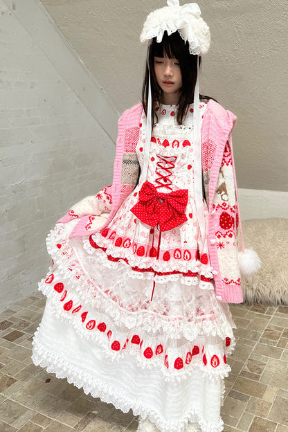 Strawberry Bear Fair Isle Cardigan