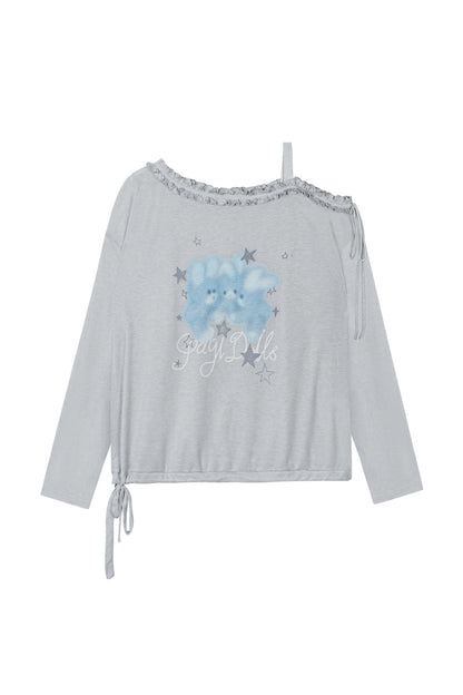 Hazy Bunny Off-Shoulder T-Shirt