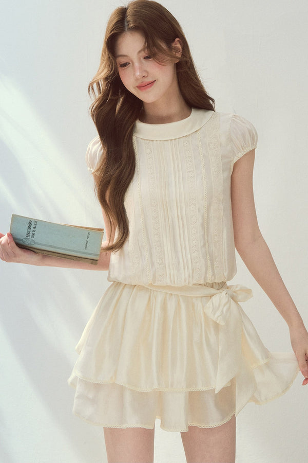 Mint Lyocell Lace Half Mock Dress