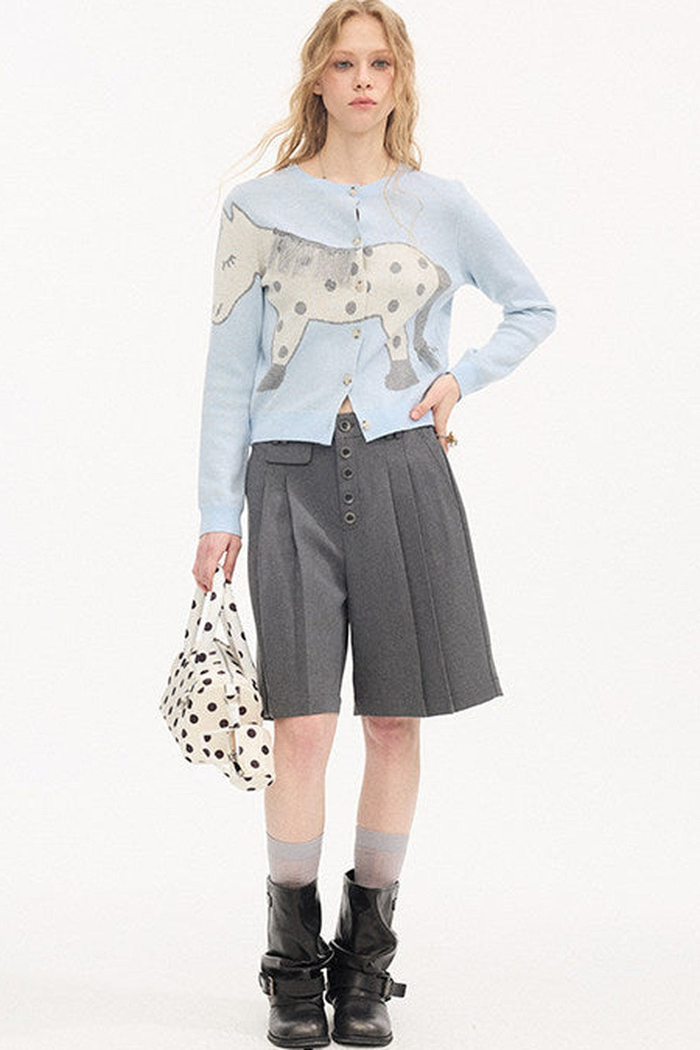 Pleated Gray Dress Shorts