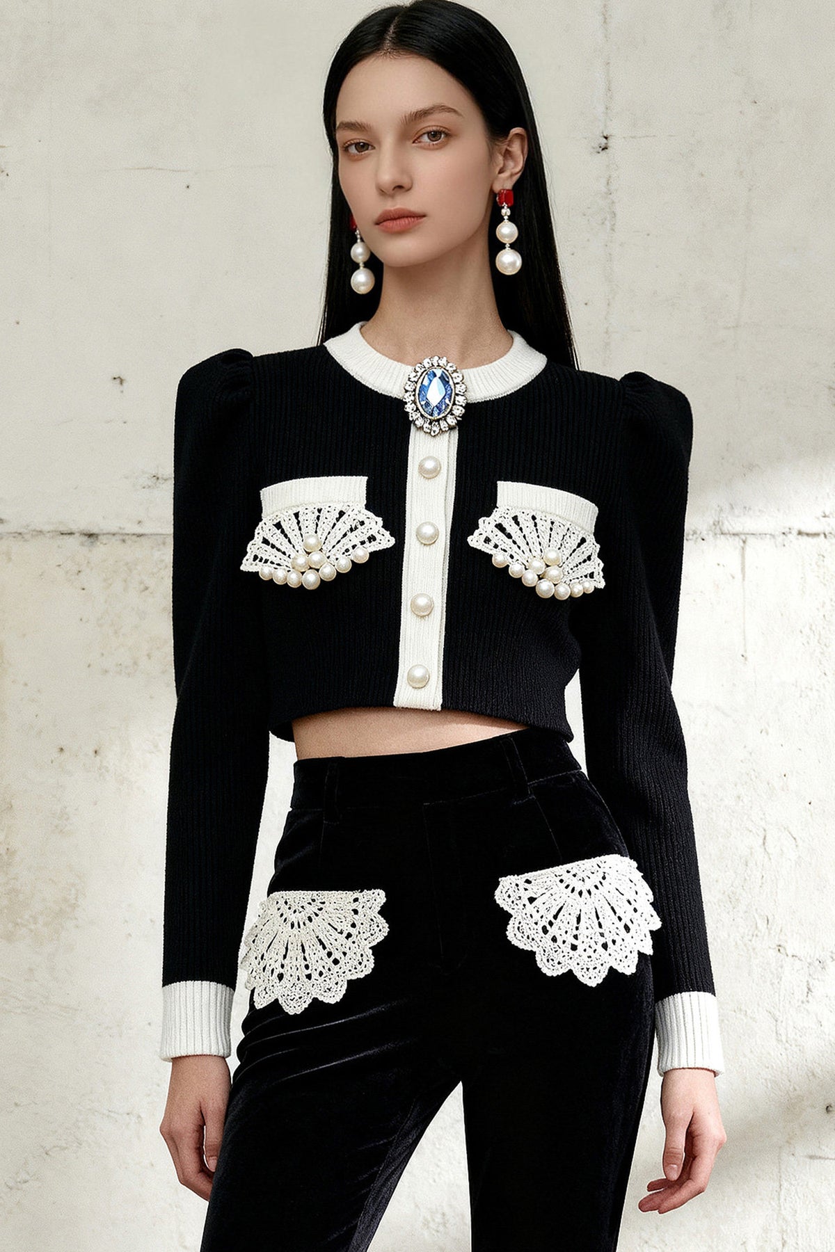 Round Neck Knit Top and Pants Set-Up