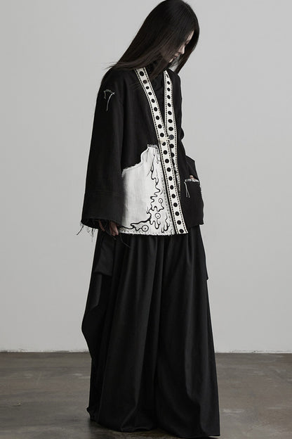 Loose Chinese Embroidered Cotton Linen Jacket