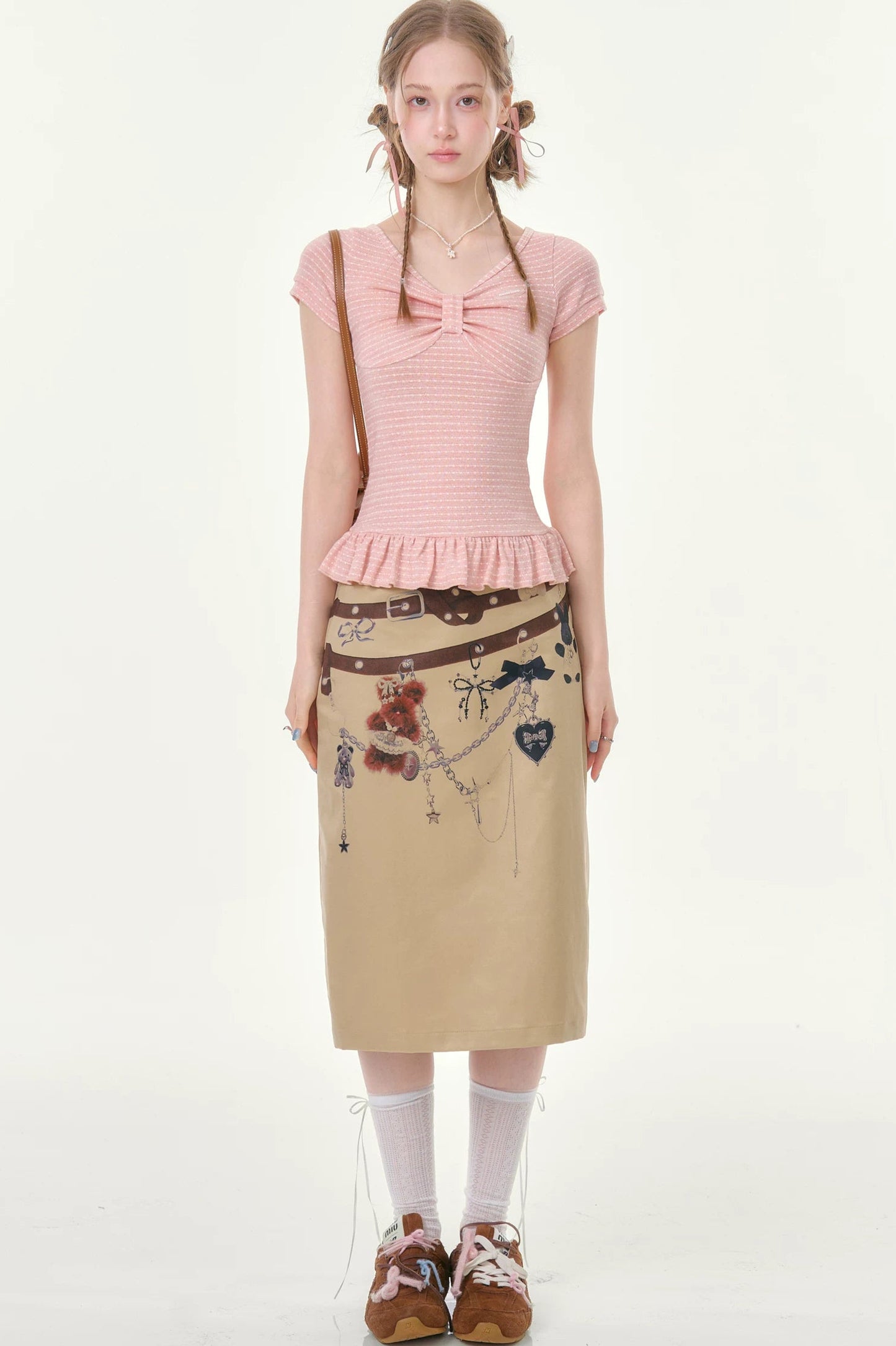 Chain Bear Khaki Skirt